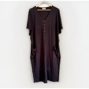Dwell & Slumber Women Cocoon Caftan Maxi Dress Size XL/XXL Black Lagenlook Comfy